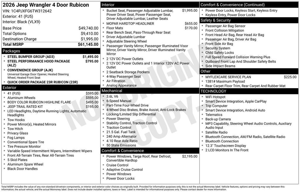 2026 Jeep Wrangler WRANGLER 4-DOOR RUBICON