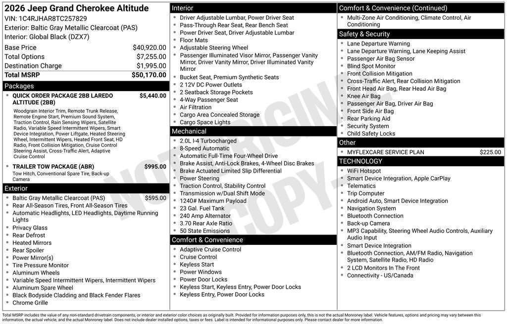 2026 Jeep Grand Cherokee GRAND CHEROKEE LAREDO ALTITUDE 4X4