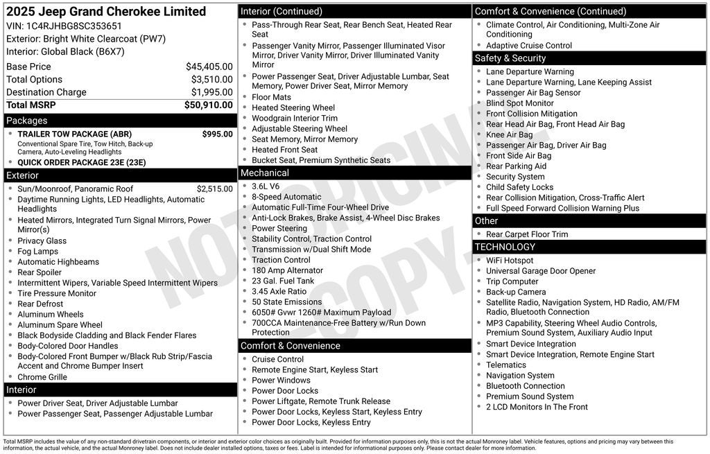2025 Jeep Grand Cherokee GRAND CHEROKEE LIMITED 4X4