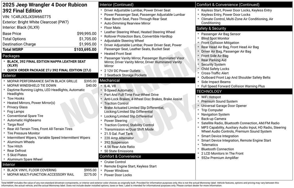 2025 Jeep Wrangler WRANGLER 4-DOOR RUBICON 392