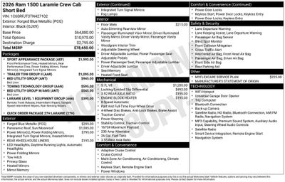 2026 RAM Ram 1500 RAM 1500 LARAMIE CREW CAB 4X4 5'7' BOX
