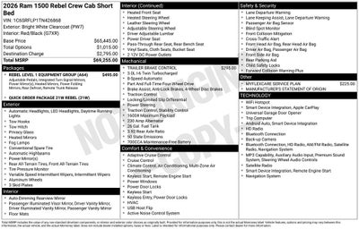 2026 RAM Ram 1500 RAM 1500 REBEL CREW CAB 4X4 5'7' BOX
