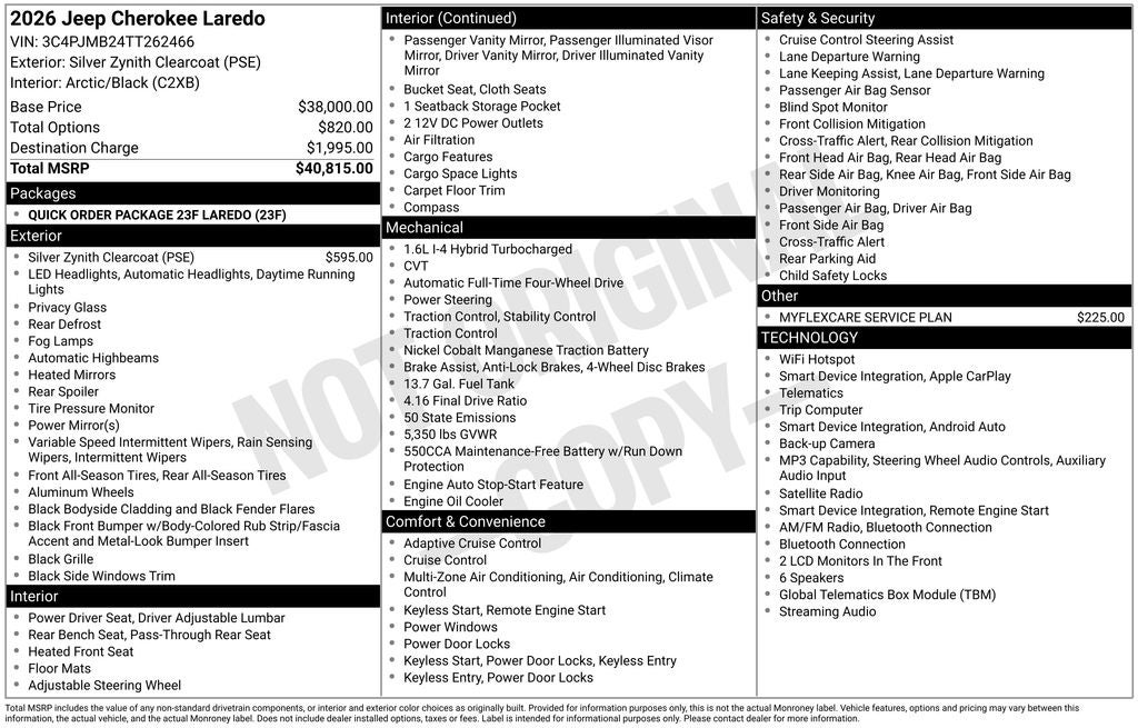 2026 Jeep Cherokee CHEROKEE LAREDO 4X4