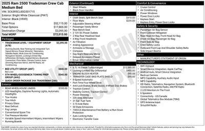 2025 RAM Ram 2500 RAM 2500 TRADESMAN CREW CAB 4X4 6'4' BOX