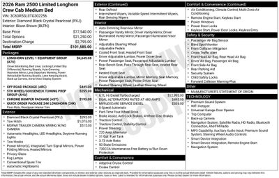 2026 RAM Ram 2500 RAM 2500 LIMITED LONGHORN CREW CAB 4X4 6'4' BOX