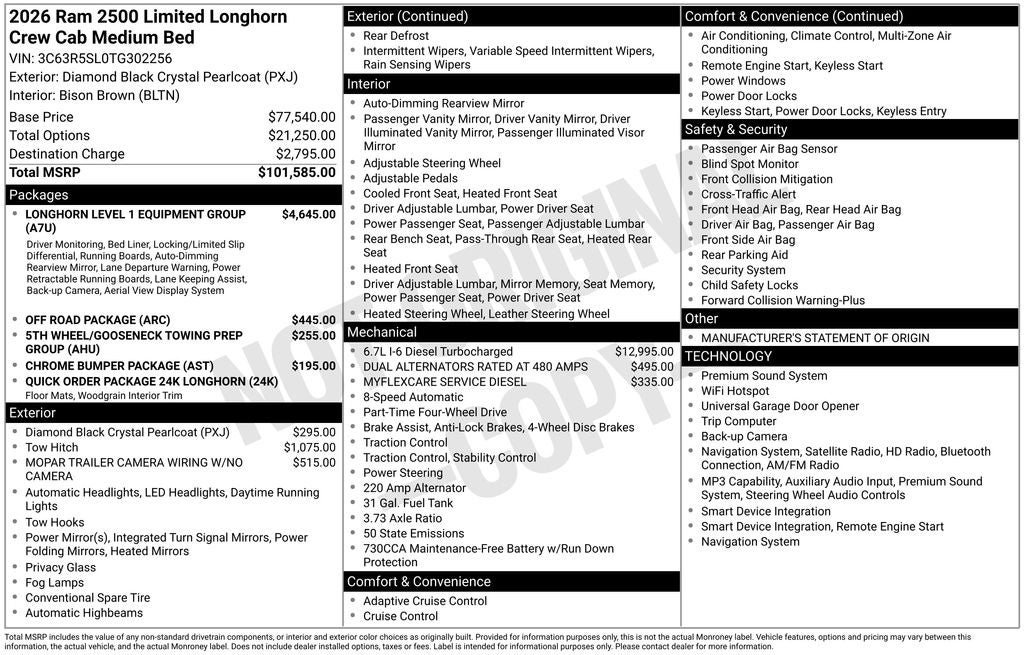 2026 RAM Ram 2500 RAM 2500 LIMITED LONGHORN CREW CAB 4X4 6'4' BOX