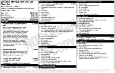 2026 RAM Ram 1500 RAM 1500 BIG HORN CREW CAB 4X4 5'7' BOX