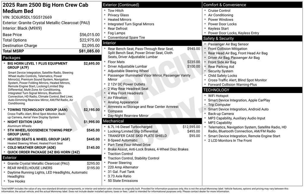 2025 RAM 2500 RAM 2500 BIG HORN CREW CAB 4X4 6'4' BOX